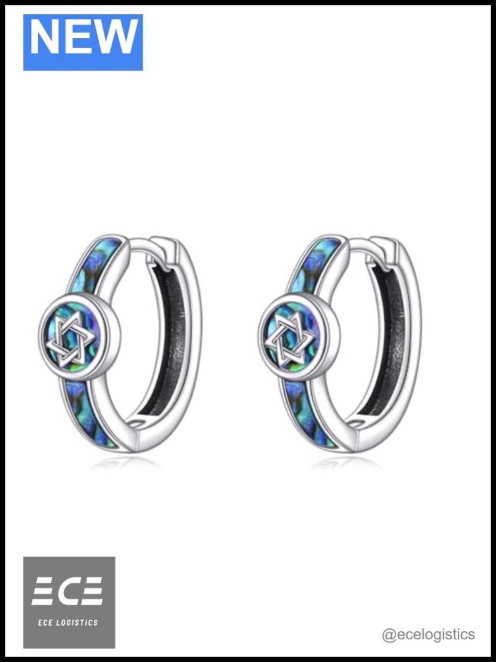 925 Sterling Silver Star of David Hoop Earrings Leverback Jewish